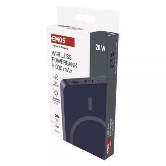EMOS POWERBANK WI 522, kabelloses Laden 20W, 5.000mAh, BLAU, 1xUSB-C EMOS POWERBANK WI 522, kabelloses Laden 20W, 5.000mAh, BLAU, 1xUSB-C