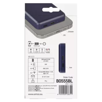 EMOS POWERBANK WI 522, kabelloses Laden 20W, 5.000mAh, BLAU, 1xUSB-C EMOS POWERBANK WI 522, kabelloses Laden 20W, 5.000mAh, BLAU, 1xUSB-C