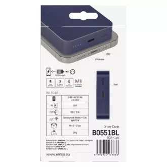 EMOS POWERBANK WI 1046, kabelloses Laden 20W, 10.000mAh, BLAU, 1xUSB-C EMOS POWERBANK WI 1046, kabelloses Laden 20W, 10.000mAh, BLAU, 1xUSB-C