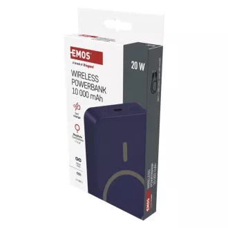 EMOS POWERBANK WI 1046, kabelloses Laden 20W, 10.000mAh, BLAU, 1xUSB-C EMOS POWERBANK WI 1046, kabelloses Laden 20W, 10.000mAh, BLAU, 1xUSB-C