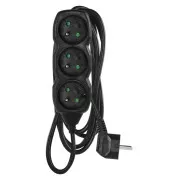 EMOS Verlängerungskabel 3z/3m, schwarz, 1,5mm