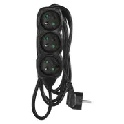 EMOS Verlängerungskabel 3z/3m, schwarz, 1,5mm