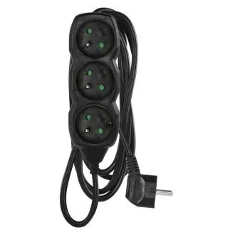 EMOS Verlängerungskabel 3z/3m, schwarz, 1,5mm