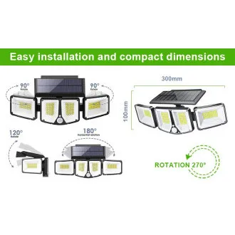 Solar-LED-Außenleuchte mit Bewegungssensor VIKING S180/1200lm/2200mAh/3 Modi/IP65 Solar-LED-Außenleuchte mit Bewegungssensor VIKING S180/1200lm/2200mAh/3 Modi/IP65