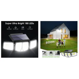 Solar-LED-Außenleuchte mit Bewegungssensor VIKING S180/1200lm/2200mAh/3 Modi/IP65 Solar-LED-Außenleuchte mit Bewegungssensor VIKING S180/1200lm/2200mAh/3 Modi/IP65