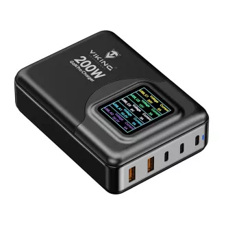 Viking USB GaN Ladegerät 200W PD PRO/Netzwerkadapter/Ausgang:3xUSB-C,2xUSB-A/Schnellladung/ Viking USB GaN Ladegerät 200W PD PRO/Netzwerkadapter/Ausgang:3xUSB-C,2xUSB-A/Schnellladung/