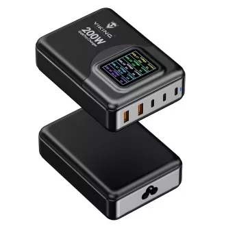 Viking USB GaN Ladegerät 200W PD PRO/Netzwerkadapter/Ausgang:3xUSB-C,2xUSB-A/Schnellladung/ Viking USB GaN Ladegerät 200W PD PRO/Netzwerkadapter/Ausgang:3xUSB-C,2xUSB-A/Schnellladung/