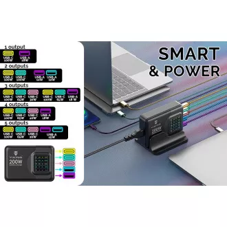 Viking USB GaN Ladegerät 200W PD PRO/Netzwerkadapter/Ausgang:3xUSB-C,2xUSB-A/Schnellladung/ Viking USB GaN Ladegerät 200W PD PRO/Netzwerkadapter/Ausgang:3xUSB-C,2xUSB-A/Schnellladung/