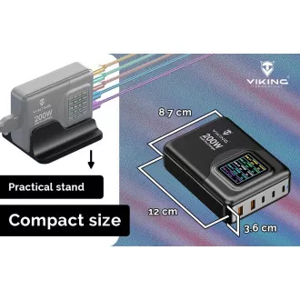 Viking USB GaN Ladegerät 200W PD PRO/Netzwerkadapter/Ausgang:3xUSB-C,2xUSB-A/Schnellladung/ Viking USB GaN Ladegerät 200W PD PRO/Netzwerkadapter/Ausgang:3xUSB-C,2xUSB-A/Schnellladung/