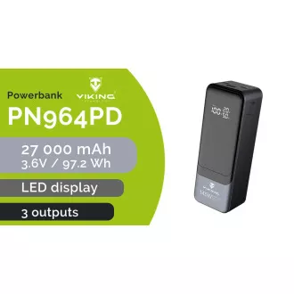 Viking PN-964PD 27000 mAh/Ausgang:1xUSB-A,2xUSB-C/Eingang:2xUSB-C/LED-Display