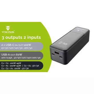 Viking PN-964PD 27000 mAh/Ausgang:1xUSB-A,2xUSB-C/Eingang:2xUSB-C/LED-Display