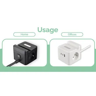 Netzadapter VIKING YC23H, weiß/Ausgang:2xAC,1xUSB-A,2xUSB-C/Handyhalterung/LED-Leuchte/1,4m Kabel
