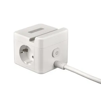 Netzadapter VIKING YC23H, weiß/Ausgang:2xAC,1xUSB-A,2xUSB-C/Handyhalterung/LED-Leuchte/1,4m Kabel