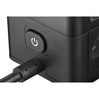 Netzadapter VIKING YC23H, schwarz/Ausgang:2xAC,1xUSB-A,2xUSB-C/Handyhalterung/LED-Licht/1,4m Kabel