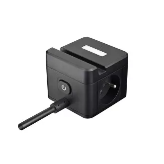 Netzadapter VIKING YC23H, schwarz/Ausgang:2xAC,1xUSB-A,2xUSB-C/Handyhalterung/LED-Licht/1,4m Kabel