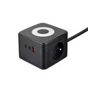 Netzteil VIKING YC23L, schwarz/Ausgang:2xAC,1xUSB-A,2xUSB-C/Touch-LED-Licht/1,4m Kabel