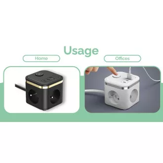 Netzteil VIKING YC33, weiß/Ausgang:3xAC, 1xUSB-A,2xUSB-C/Ein/Aus-Taste/1,4m Kabel