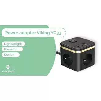 Netzteil VIKING YC33, weiß/Ausgang:3xAC, 1xUSB-A,2xUSB-C/Ein/Aus-Taste/1,4m Kabel