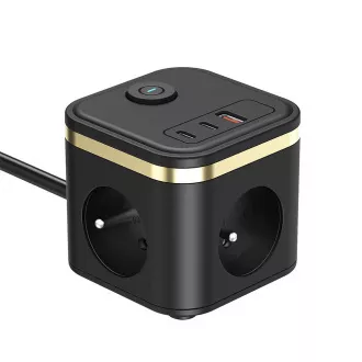 Netzteil VIKING YC33, schwarz/Ausgang:3xAC, 1xUSB-A,2xUSB-C/Ein/Aus-Taste/1,4m Kabel Netzteil VIKING YC33, schwarz/Ausgang:3xAC, 1xUSB-A,2xUSB-C/Ein/Aus-Taste/1,4m Kabel