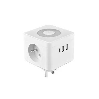 Netzadapter VIKING Y23L, weiß/Ausgang:2xAC,1xUSB-A,2xUSB-C/Tast-LED-Licht