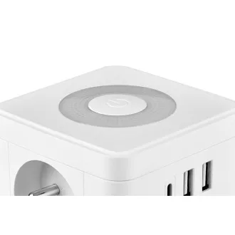 Netzadapter VIKING Y23L, weiß/Ausgang:2xAC,1xUSB-A,2xUSB-C/Tast-LED-Licht