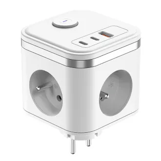 Netzadapter VIKING Y33, weiß/Ausgang:3xAC,1xUSB-A,2xUSB-C/Ein/Aus-Taste Netzadapter VIKING Y33, weiß/Ausgang:3xAC,1xUSB-A,2xUSB-C/Ein/Aus-Taste