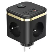 Netzadapter VIKING Y33, schwarz/Ausgang: 3xAC, 1xUSB-A, 2xUSB-C/Ein/Aus-Taste