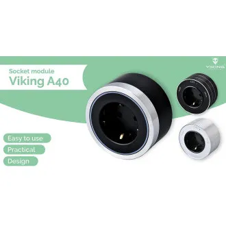 Steckdosenmodul Viking A40SB, silber-schwarz/Ausgänge - 1xAC/Leistung bis 2500W/230V,16A,50Hz/Steckdosentyp Steckdosenmodul Viking A40SB, silber-schwarz/Ausgänge - 1xAC/Leistung bis 2500W/230V,16A,50Hz/Steckdosentyp