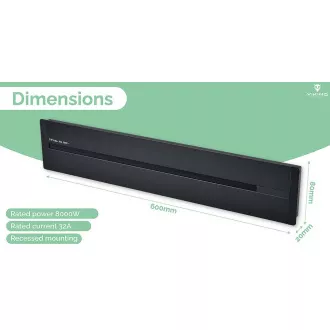 Steckdosenleiste - Unterputz Viking LZ60B/230V,50Hz/60cm Länge/schwarz/bis zu 7 Module/IP20/Aluminium/unterputz