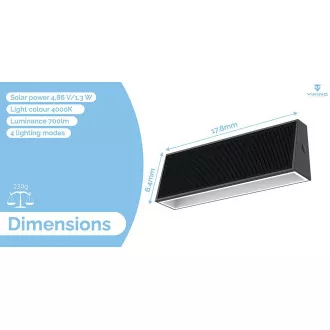 Solar-LED-Außenleuchte Viking SR31/700 lm/IP44/4 Modi/Tageslichtweiß Solar-LED-Außenleuchte Viking SR31/700 lm/IP44/4 Modi/Tageslichtweiß