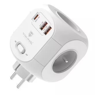 Viking AC43 Netzadapter/Ausgang: 4xAC, 2xUSB-A, 1xUSB-C/Leistung bis zu 3500W/EIN/AUS-Taste Viking AC43 Netzadapter/Ausgang: 4xAC, 2xUSB-A, 1xUSB-C/Leistung bis zu 3500W/EIN/AUS-Taste