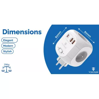 Viking AC43 Netzadapter/Ausgang: 4xAC, 2xUSB-A, 1xUSB-C/Leistung bis zu 3500W/EIN/AUS-Taste Viking AC43 Netzadapter/Ausgang: 4xAC, 2xUSB-A, 1xUSB-C/Leistung bis zu 3500W/EIN/AUS-Taste