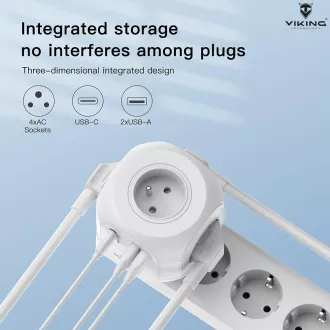 Viking AC43 Netzadapter/Ausgang: 4xAC, 2xUSB-A, 1xUSB-C/Leistung bis zu 3500W/EIN/AUS-Taste Viking AC43 Netzadapter/Ausgang: 4xAC, 2xUSB-A, 1xUSB-C/Leistung bis zu 3500W/EIN/AUS-Taste