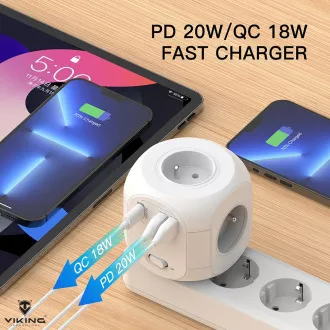 Viking AC43 Netzadapter/Ausgang: 4xAC, 2xUSB-A, 1xUSB-C/Leistung bis zu 3500W/EIN/AUS-Taste Viking AC43 Netzadapter/Ausgang: 4xAC, 2xUSB-A, 1xUSB-C/Leistung bis zu 3500W/EIN/AUS-Taste