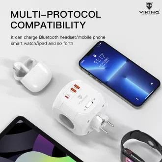 Viking AC43 Netzadapter/Ausgang: 4xAC, 2xUSB-A, 1xUSB-C/Leistung bis zu 3500W/EIN/AUS-Taste Viking AC43 Netzadapter/Ausgang: 4xAC, 2xUSB-A, 1xUSB-C/Leistung bis zu 3500W/EIN/AUS-Taste