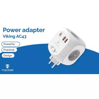 Viking AC43 Netzadapter/Ausgang: 4xAC, 2xUSB-A, 1xUSB-C/Leistung bis zu 3500W/EIN/AUS-Taste Viking AC43 Netzadapter/Ausgang: 4xAC, 2xUSB-A, 1xUSB-C/Leistung bis zu 3500W/EIN/AUS-Taste