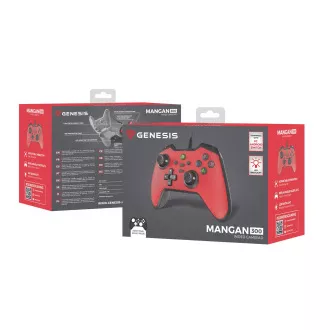 Kabelgebundenes Gamepad Genesis MANGAN 300, für PC/Switch/Mobile, rot