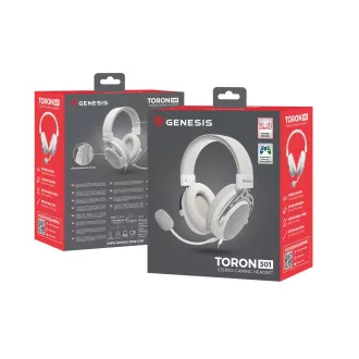 Gaming-Headset mit Mikrofon Genesis TORON 301/Stereo/Buchse/Kabel/Ständer/Weiß Gaming-Headset mit Mikrofon Genesis TORON 301/Stereo/Buchse/Kabel/Ständer/Weiß
