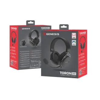 Gaming-Headset mit Mikrofon Genesis TORON 301/Stereo/Buchse/Kabel/Ständer/Schwarz Gaming-Headset mit Mikrofon Genesis TORON 301/Stereo/Buchse/Kabel/Ständer/Schwarz