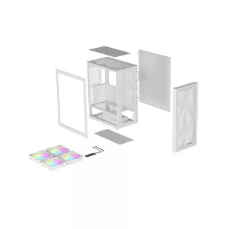 Computergehäuse Genesis DIAXID 605 ARGB/Midi Tower/Transparent/Weiß