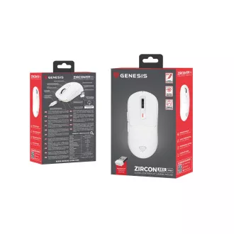 Genesis Gaming Maus ZIRCON 660 PRO/Deutsch/Optisch/Rechtshänder/26.000 DPI/Drahtlos Kabellos/Weiß Genesis Gaming Maus ZIRCON 660 PRO/Deutsch/Optisch/Rechtshänder/26.000 DPI/Drahtlos Kabellos/Weiß