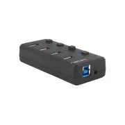 Natec Mantis 2 aktiver Hub mit Ladefunktion 4x USB 3.0 HUB, Schalter, Netzgerät