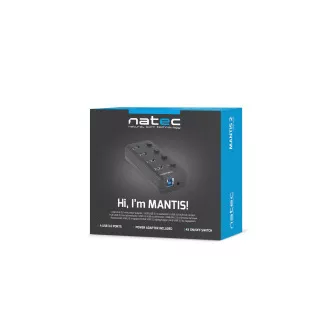 Natec Mantis 2 aktiver Hub mit Ladefunktion 4x USB 3.0 HUB, Schalter, Netzgerät Natec Mantis 2 aktiver Hub mit Ladefunktion 4x USB 3.0 HUB, Schalter, Netzgerät