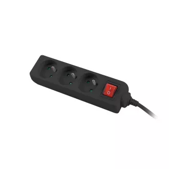 Verlängerungskabel Lanberg PS1, 3 Steckdosen, 3m Schalter, schwarz