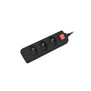 Verlängerungskabel Lanberg PS1, 3 Steckdosen, 3m Schalter, schwarz