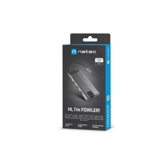 Natec Multiport-Adapter FOWLER PLUS HUB 8v1, USB 3.0 3X, HDMI 4K, USB-C PD, RJ45, SD, MICRO Natec Multiport-Adapter FOWLER PLUS HUB 8v1, USB 3.0 3X, HDMI 4K, USB-C PD, RJ45, SD, MICRO