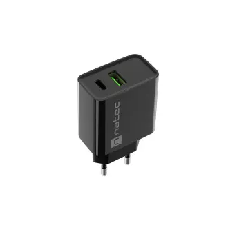 Universal-Ladegerät Natec RIBERA 20W 1X USB-A 1X USB-C, schwarz Universal-Ladegerät Natec RIBERA 20W 1X USB-A 1X USB-C, schwarz