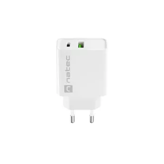 Universal-Ladegerät Natec RIBERA 20W 1X USB-A 1X USB-C, weiß Universal-Ladegerät Natec RIBERA 20W 1X USB-A 1X USB-C, weiß