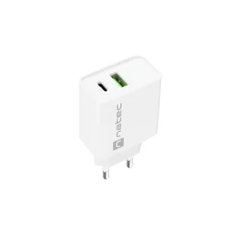 Universal-Ladegerät Natec RIBERA 20W 1X USB-A 1X USB-C, weiß Universal-Ladegerät Natec RIBERA 20W 1X USB-A 1X USB-C, weiß