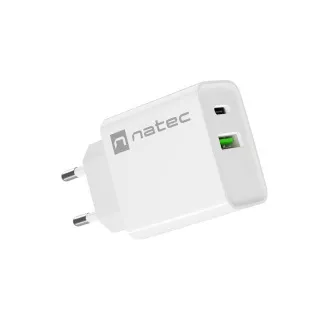 Universal-Ladegerät Natec RIBERA 20W 1X USB-A 1X USB-C, weiß Universal-Ladegerät Natec RIBERA 20W 1X USB-A 1X USB-C, weiß